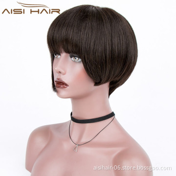 Aisi Hair Top Quality Grade 8a Japan Human Hair Wig , Short Hairstyles for Black Women